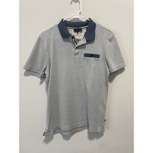 Ted Baker London Polo Shirt Mens Size 3 / Medium Blue Pocket Short Sleeve Casual